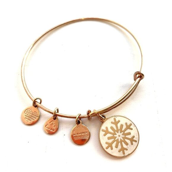 Alex and Ani Snowflake Charm Bracelet Gold Finish - Expands 2"- 3.5" - Picture 1 of 2